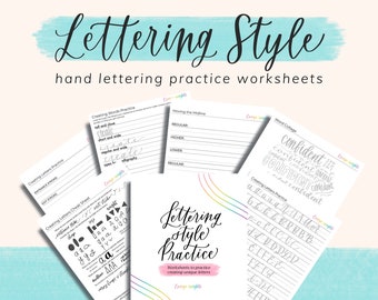 Hand Lettering Style Practice worksheets (digital download)