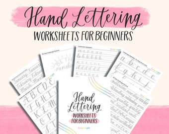 Hand Lettering Worksheets for Beginners, learn hand lettering, brush lettering practice sheets, modern calligraphy practice