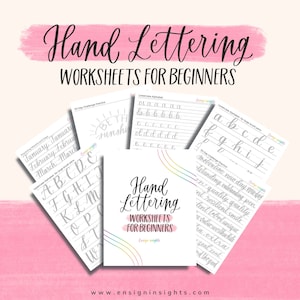 Hand Lettering Worksheets for Beginners, learn hand lettering, brush lettering practice sheets, modern calligraphy practice
