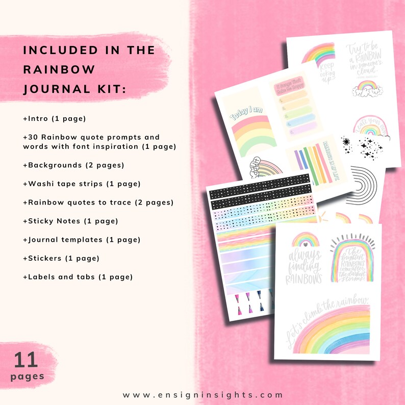 Rainbow Journal Kit for Hand Lettering and Calligraphy, Junk Journal Kit, Rainbow Theme image 2