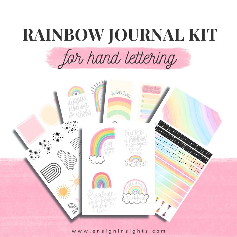 Rainbow Journal Kit for Hand Lettering and Calligraphy Junk image 1