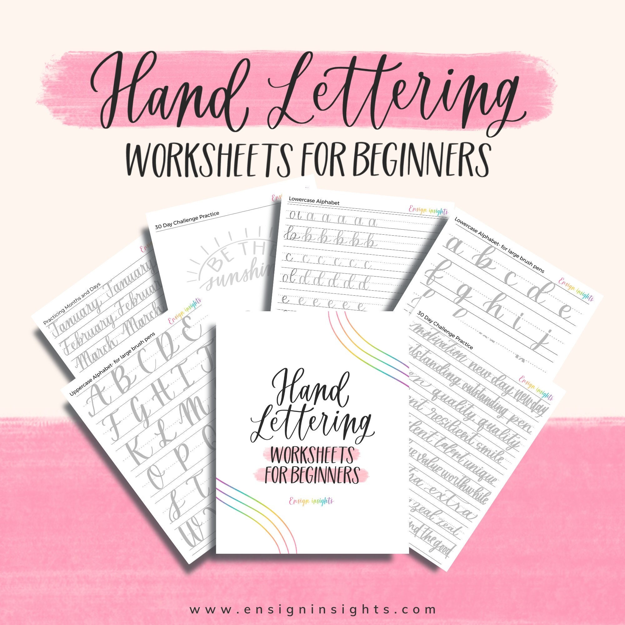 Modern Calligraphy Workbook For Adults: Learn Hand Lettering For Beginners  With Letters, Words Tracing & Motivational Sentences