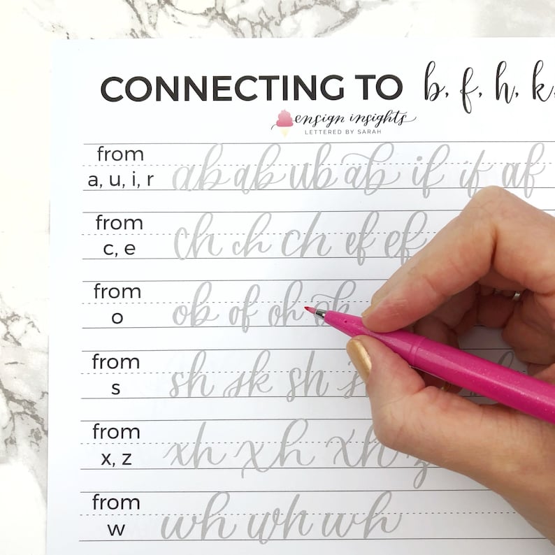 Hand Lettering Connections Practice Worksheets (digital Download) - Etsy