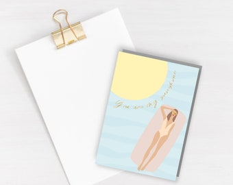 You are my sunshine Greeting Card - Love Card - Thinking of you Card - Valentines Day Anniversary Card - Summer