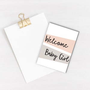 Carte de voeux de bienvenue pour petite fille - nouvelle carte de bébé - fête de naissance