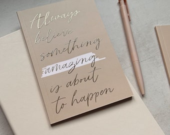 Always Believe small gold foiled notebook | notepad shopping list mindset journal A6 notebook