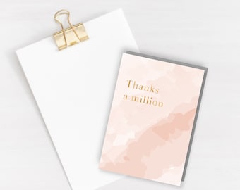 Thank you Watercolour Greeting Card - gold foiled card