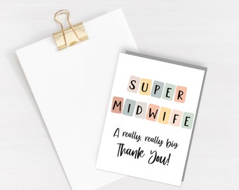 Super Midwife Thank you Greeting Card - thank you card - gratitude - midwife - new mum