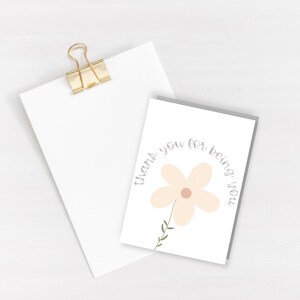 Thank you for being you Daisy Greeting Card - thank you card silver foiled - gratitude