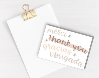 Merci Gracias Thank you Obrigada Greeting Card - thank you card - gratitude