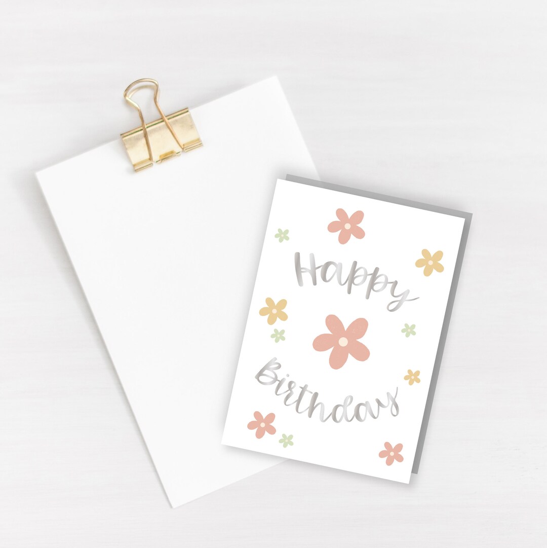 Happy Birthday Daisy Greeting Card - Birthday Card Silver Foiled ...