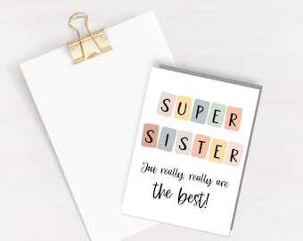 Super Sister Card - Card for birthday - Sister card - Gift for sister