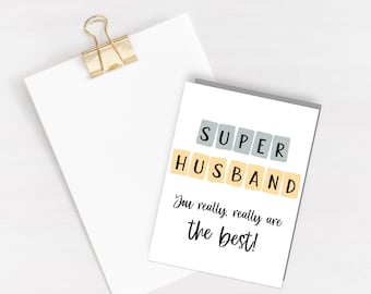 Super Husband Greeting Card - Husband greeting card - Card for him - gift for him