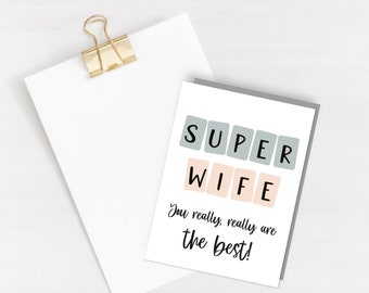 Super Wife Card - Card for birthday - Wife card - Gift for her