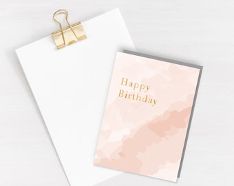 Happy Birthday Watercolour Greeting Card - birthday card gold foiled - celebration