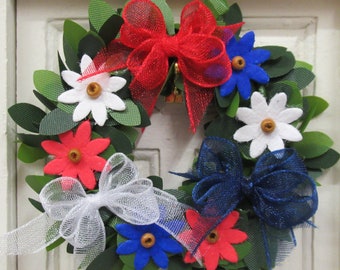 Dollhouse 4th July Wreath Red White and Blue Miniature Door Decoration 1:12 Scale