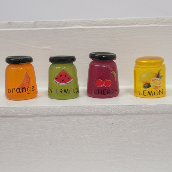 Dolls House Jam Preserve Jar Choice of Flavour 1:12th Scale Miniature Kitchen Food Accessories