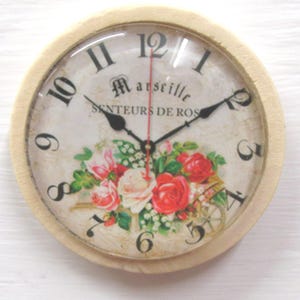 Dolls House Clock Green Floral Vintage Theme Miniature Wall Decor 1:12th Scale
