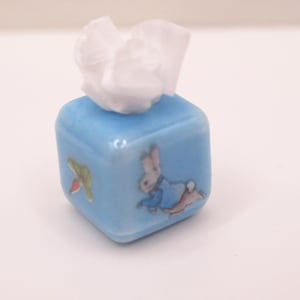 Miniature Tissue Box Peter Rabbit Blue Dolls House Nursery Children's Bedroom Accessory 1:12 Scale