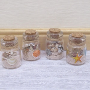 Dolls House Beach Jar with Sand and Tiny Shells 1:12th Scale Miniature Ornament