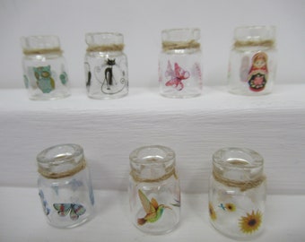 Dolls House Jar Vase Miniature Glass Ornament Choice of Pattern 1:12th Scale Accessories