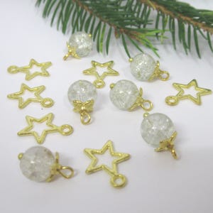 Dolls House Christmas Tree Decorations 12 Gold Baubles and Stars Miniature Ornaments 1:12th Scale