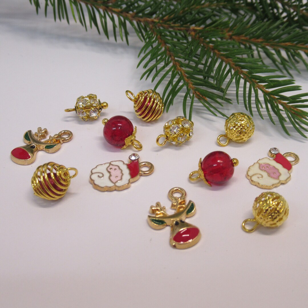 Dolls House Christmas Tree Decorations 12 Red & Gold Miniature Etsy