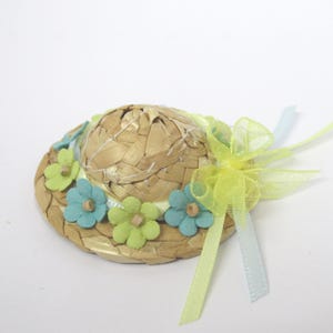 Dolls House Straw Hat Blue & Yellow Flowers 1:12 Scale Miniature Clothes Accessory