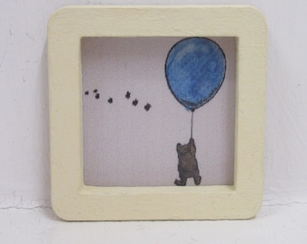 Dolls House Picture Winnie the Pooh Balloon and Bees Framed Miniature Wall Decor 1:12 Scale