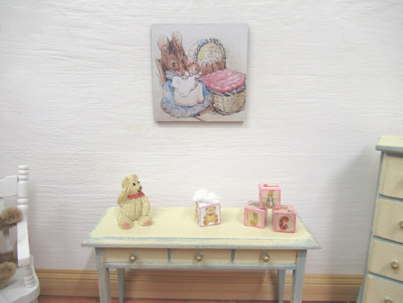 Hunca Set Miniature Nursery Picture Peter Rabbit Hunca Munca Dolls House Wall Art ...