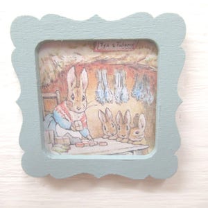 Dolls House Nursery Picture Peter Rabbit Scene Framed Miniature Child&#39;s Bedroom Miniature Accessory 1:12 Scale