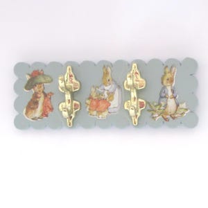 Dolls House Coat Rack Nursery Hooks Peter Rabbit Theme Miniature Nursery Clothes Robe Towel Wall Rail 1:12 Scale