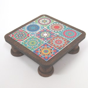 Dolls House Table Moroccan Style Handmade Low Coffee Occasional 5cm x 5cm Miniature Furniture 1:12 Scale