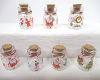 Dolls House Christmas Jar Vase Decorated Glass Miniature Cookie Sweet Jar 1:12th Scale Ornament