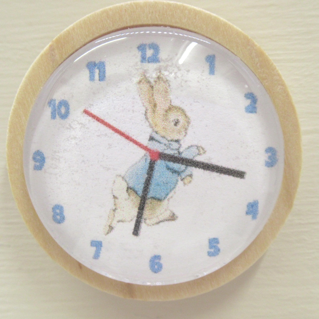 Lps Clock Dolls House Nursery Clock in a Wooden Frame Peter Rabbit Theme ...