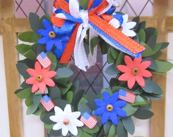 Dolls House 4th July Wreath Independence Day Miniature Door Decoration 1:12 Scale