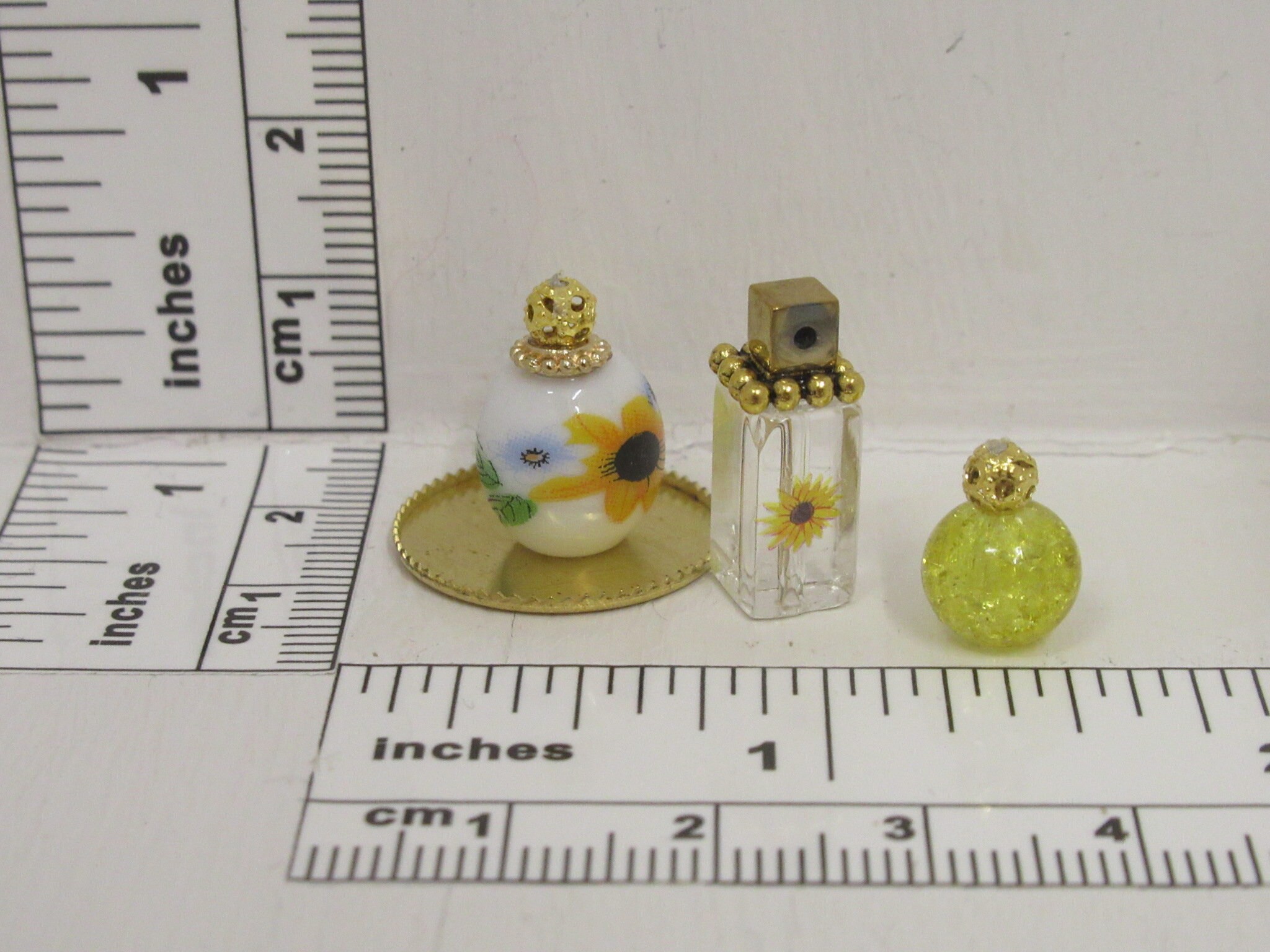 Dolls House Perfume Bottles on a Gold Coloured Tray Etsy