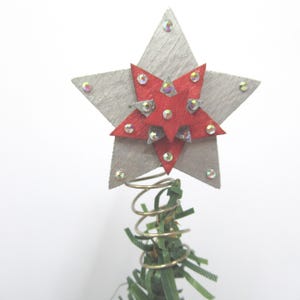 Dolls House Christmas Tree Topper Red and Silver Star Ornament 1:12th Scale Miniature Decoration