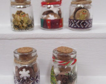 Miniature Cookies and Glass Jar 1:12th Scale Dolls House Christmas Food