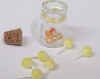 Dolls House Easter Miniature Lollipops and Decorated Glass Jar 1:12th Scale