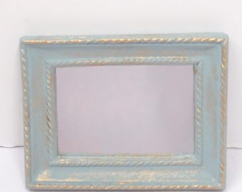 Dolls House Mirror Blue & Gold 1:12 Scale Miniature Wall Decor