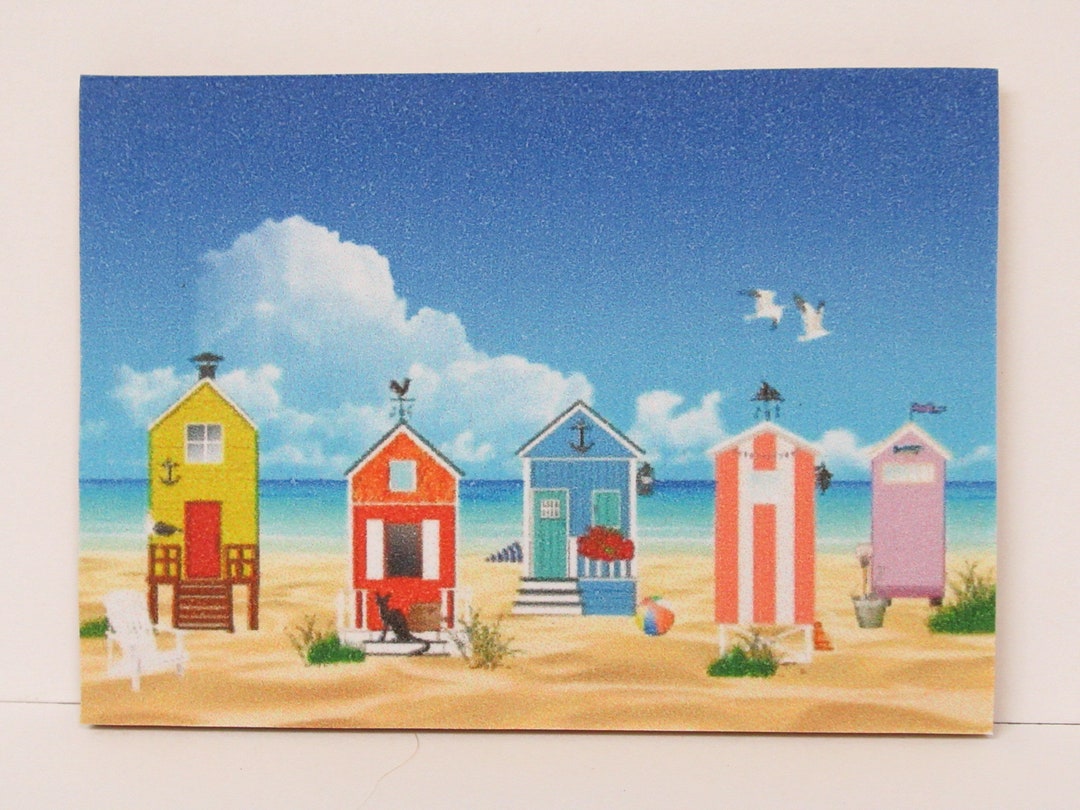 Dolls House Beach Huts Miniature Picture Set on Wood 1:12 - Etsy