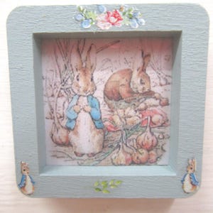 Dolls House Nursery Picture Peter Rabbit Blue Frame 1:12 Scale