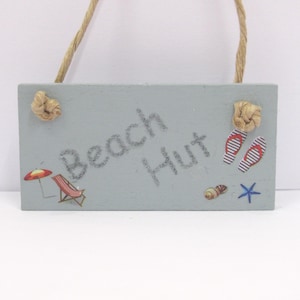 Miniature Beach Hut Sign Wood Hanging Notice 1:12th Scale Dolls House Accessories