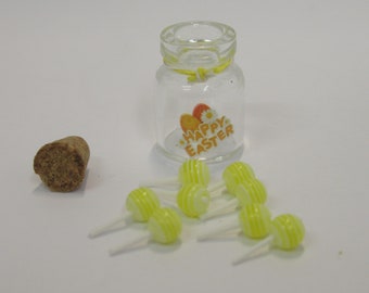 Easter Miniature Lollipops and Decorated Glass Jar Dolls House Accessories 1:12th Scale