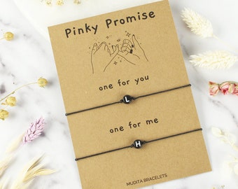 Initial Letter Bracelets, Pinky Promise Wish Bracelets, Letter Bracelets, Best Friend Bracelets, Boyfriend Girlfriend Set, Couples Bracelet