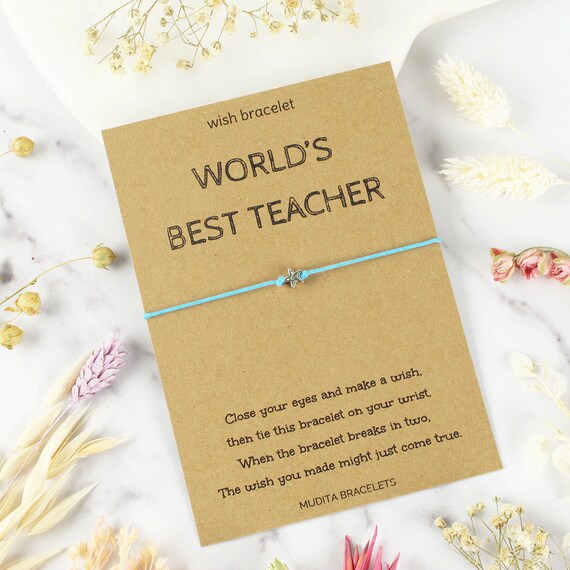 Worlds Best Teacher Wish Bracelet End of Term Thank You Gift School Teacher Appreciation Card Class Teacher Gift Nursery Teacher Card Etsy UK