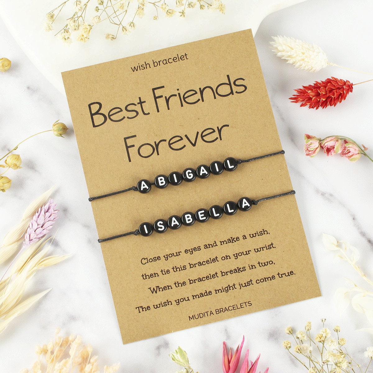 Best Friends Forever Bracelet Set Personalised Name Etsy
