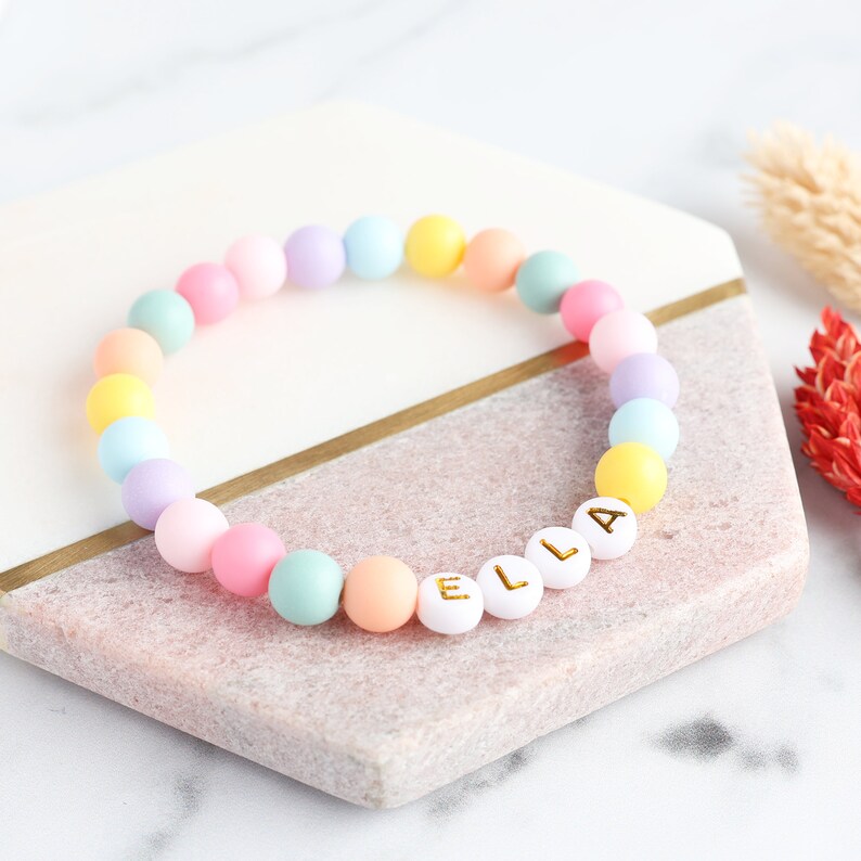 Childrens Fun Name Bracelet, Colourful Beaded Kids Bracelet, Fun