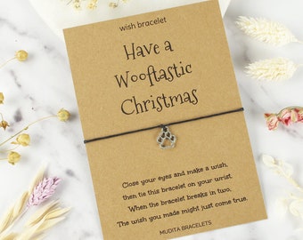 Have A Wooftastic Christmas, Paw Bracelet, Wish Bracelet, Friendship Bracelet, Friend Gift, Stocking Filler, Work Gift, Colleague Present